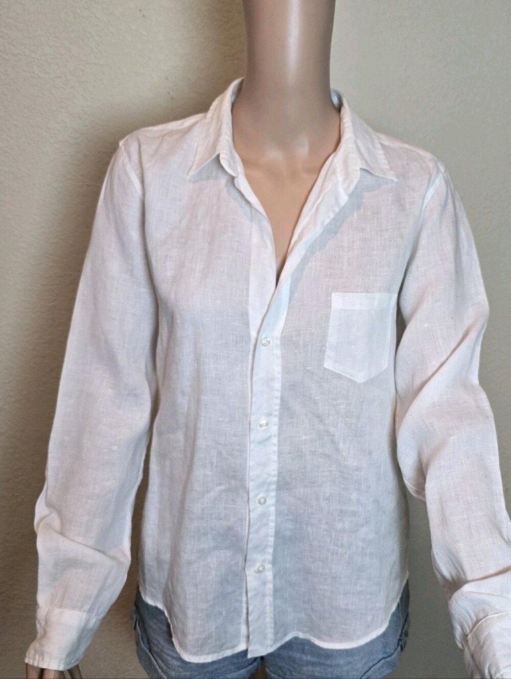 Frank&Eileen 100% linen shirt Size Large Long Sleeve with embroidered hearts - Picture 3 of 16